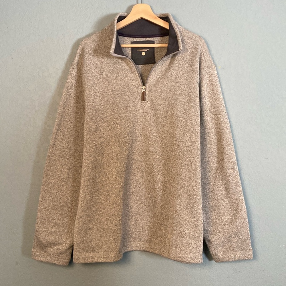 GH Bass and Co Men’s Slub-Knit Quarter Zip ~ Size 2XL ~ Heather Gray